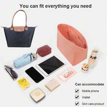 Handbag Organizer Insert, Multi-Pocket Felt Tote Bag Organizer, Zipper Pouch Organizer - Pink - View 4