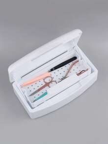 1 Pcs Nail Tool Sterilizer Box Plastic Barbicide Container For Tweezers Esthetician Essentials Barbicide Jar,Nail Tool Sterilizer Box, Plastic Sterilization Tray For Tweezer, Eyelash Extensions, Nail Implement For Esthetician - 白色 - 查看 1