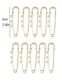 5枚/10枚 2英寸 3孔 银色/金色金属胸针别针，DIY胸针配件 办公配饰 衬衫外套饰品 圣诞节万圣节服装别针 趣味可爱教师礼物 服装配饰 包包挂饰