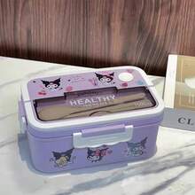 Sanrio 1pc Sanrio Kuromi, Cinnamoroll, My Melody Portable Lunch Box Set - Leak-Proof Sealed Lid Design, Large Capacity Bento Box, Cartoon DIY Stickers, Microwave , Suitable For School, Office, Travel, Picnic, Kitchen Storage, Christmas Gift, Holiday Present, Birthday Gift