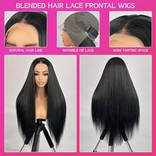 NATAN 180% 密度 Remy 真人发蕾丝前假发，巴西直发波波头款式，自然逼真蕾丝前假发，女士款 - 自然色&黑色系 - 查看 2