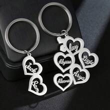 1pc Customized Multi-Heart Shaped Name Keychain, Stainless Steel Accessory, Personalized Family Member Name Keychain, Family Gift, Father's Day Gift, Graduation Gift, Couple Gift, Friendship Gift - Multicolor - View 11