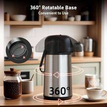 Airpot Coffee Carafe Keeping Hot - 102 OZ 3L Large Coffee Dispenser With Pump - Insulated Stainless Steel Urn Hot Drinks Tea Chocolate - Thermal Beverage Dispenser Parties - 不銹鋼 + 64 盎司 - 查看 8