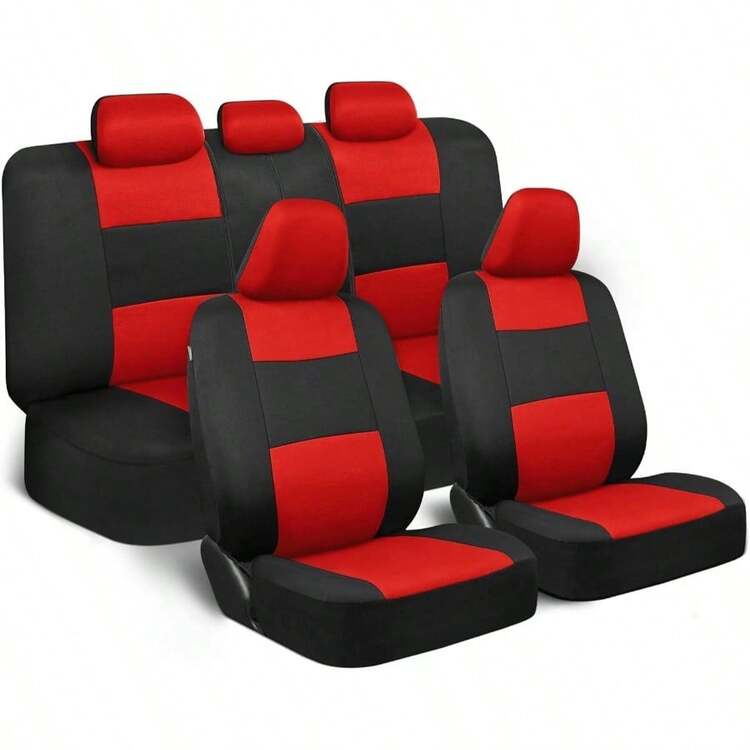 PolyPro Car Covers Full Set In Gray On Black, Front And Rear Split Covers, Easy To Install Car Seats Cover Set And Accessories Auto Trucks Van SUV - Gray - Đỏ - Xem 1