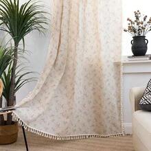 Sutuo Home Florals Boho Farmhouse Curtains, Semi-Blackout Drape Bohemian Window Treatment Cotton Linen Panel With Tassels For Bedroom Living Room, Rod Pocket, 1 Panel 59" W X 84" L - 花卉圖案0359Wx84LPackof1 - 查看 1