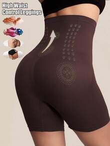 1件装高腰收腹塑身内裤束腰提臀短裤瘦身裤女士平腹提臀提臀内裤塑形裤 - 棕色 - 查看 7
