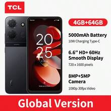 TCL 503 智能手机，Unisoc SC9863A，8 核 CPU，1.6Ghz 主频，4G 网络，内存 3+64GB，6.6 英寸，720*1612 分辨率，60Hz 显示屏，8MP+5 MP 摄像头，5000mAh，10W 充电 - 黑色 - 查看 10