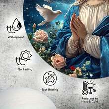 1 peça elegante arte de parede em relevo 3D com a Virgem Maria e flores - céu estrelado tranquilo com pombas, pré-perfurado para fácil instalação - adequado para decoração de casa, café e restaurante - presente perfeito para feriados e aniversários, arte de parede religiosa