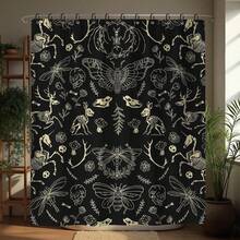 1 件万圣节黑金哥特骷髅浴帘，怪异哥特式骷髅浴室浴帘，有趣的西部女巫防水涤纶面料浴帘装饰浴室装饰 - 樣式1 - 查看 1