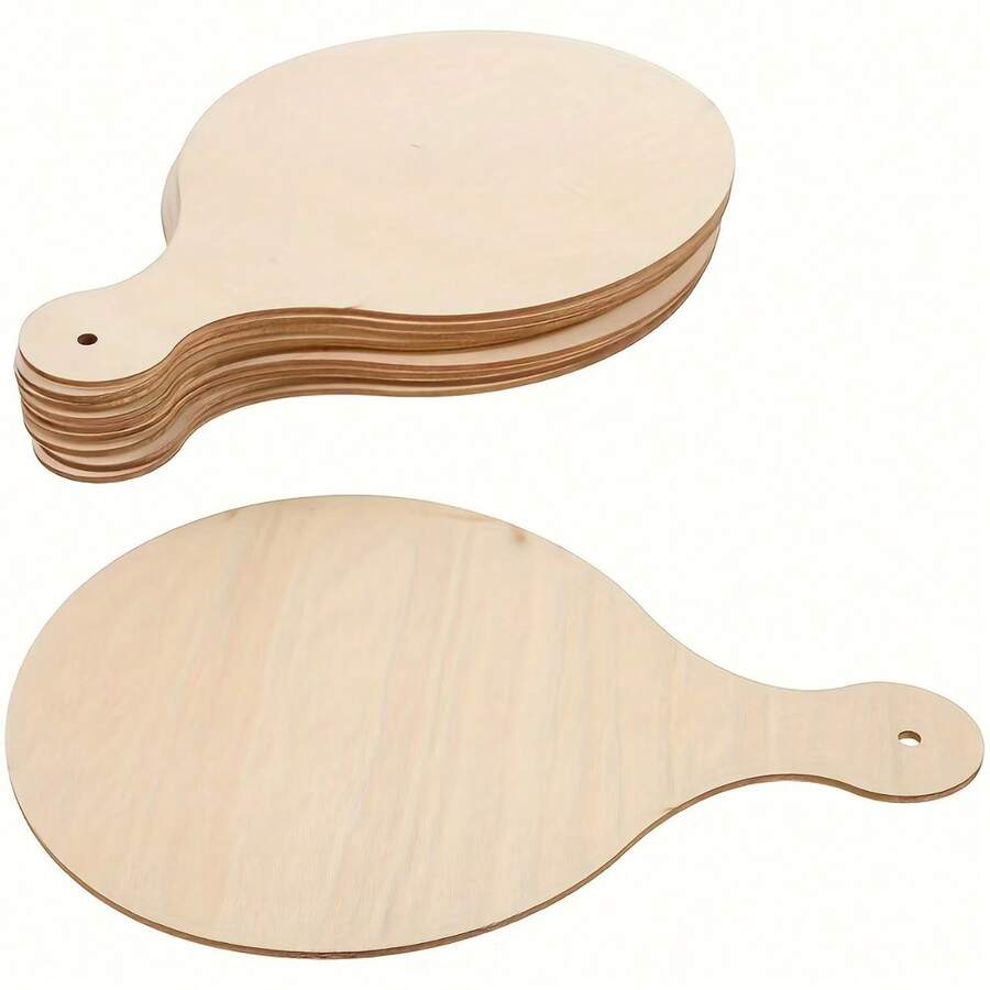 2/6/12 قطعة مجداف خشبي دائري غير مكتمل مع مقبض، مناسب للأعمال اليدوية، ديكور مطبخ عيد الميلاد DIY