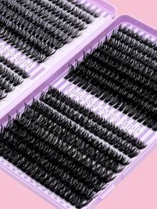 640PCS Cluster Lash Extension Kit – 50D/60D/80D/100D Mixed Volume Faux Mink Lashes, 0.31-0.63inch Soft Fluffy Wispy Individual Lashes, Handmade Natural To Dramatic Cat Eye Look, 0.07mm Lightweight Reusable False Eyelashes With Lash Glue, Precision Tweezer & Lash Brush, Beginner-Friendly DIY Lash Kit, Perfect For Daily Makeup, Wedding, Party, Travel, Cosplay, Night Out, And Holiday Gifts For Christmas, Valentine's, Halloween, Thanksgiving, Easter & Mother's Day - Màu tím - Xem 5