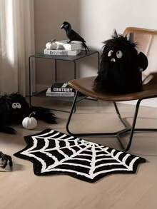 1 pezzo Zerbino orrore per Ognissanti, design a ragnatela bianco e nero, decorazione spaventosa per feste, tappetino per ingresso per decorazione di Ognissanti, bagno o ingresso, porta, stanza e soggiorno, decorazione natalizia per la casa