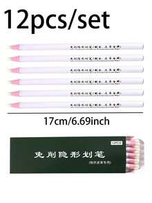 12pcs/Set Erasable Tailoring Chalk Pencils - Ideal For Sewing And Needlework - White - View 14