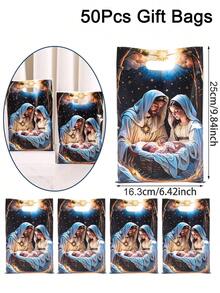 10/20/50 chiếc Túi quà Giáng sinh bằng nhựa Thiết kế cảnh Chúa Jesus ra đời Túi cầm tay có thiết kế Bethlehem Đêm đầy sao theo mùa Mùa đông xứ sở thần tiên Túi quà tặng đa năng Đồ trang trí Giáng sinh vui vẻ cho gia đình Năm mới 2025 2026 Túi đóng gói quà Giáng sinh Đồ trang trí Giáng sinh Đồ ngủ Giáng sinh Quà tặng Giáng sinh Đồ trang trí Giáng sinh - Nhiều màu - Xem 15