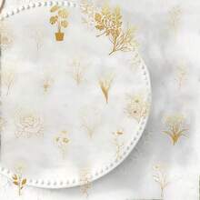 50 Peças Adesivos Transparentes Dourados de Plantas, Decalques Decorativos de Plantas Vintage em PET para Scrapbook, Diário, Laptop, Pára-choque, Skate, Garrafa de Água, Computador, Celular, Desenho Animado, Adesivos