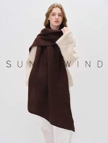 1pc Women Solid Color Soft Knit Scarf, For Daily Use For Dress - Coffee Brown - View 6