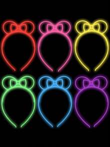 6个霓虹皇冠头箍，生日、节日派对发光装饰，夜光头箍，返校季、情人节霓虹服装配饰 - 彩色 - 查看 7