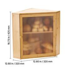 Panera de esquina para encimera de cocina, contenedor de pan de bambú de doble capa y gran capacidad, panera de madera rústica para pan casero, contenedor de almacenamiento con puerta acrílica ondulada, color natural - Esquina de madera natural de doble capa - Ver 10