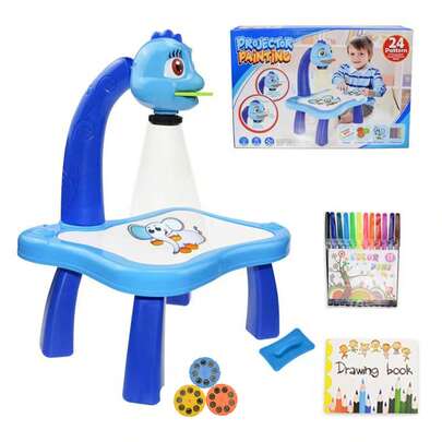 儿童绘画投影桌，描摹绘画板，带灯光和音乐，智能投影素描桌，适合 5-7 岁学龄前儿童学习玩具，4 岁女孩生日礼物