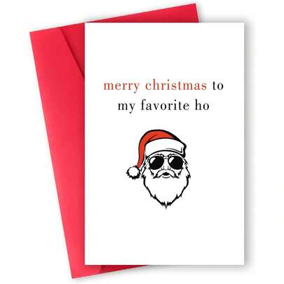 1 بطاقة عيد الميلاد مضحكة للصديقة، بطاقة عيد الميلاد الساخرة لها، هدايا عيد الميلاد الوقحة، بطاقات عيد الميلاد المباركة مع مغلفات