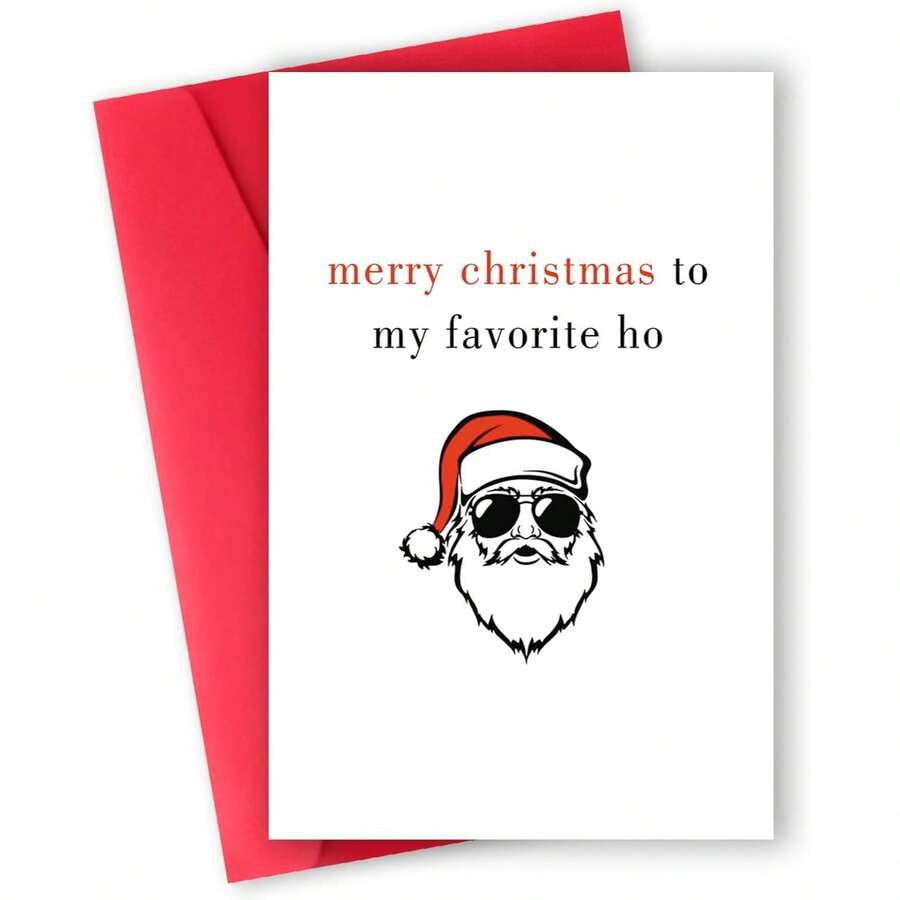 1 张送给女朋友的搞笑圣诞贺卡，送给她的幽默圣诞贺卡，粗俗的圣诞礼物，带信封的圣诞快乐贺卡