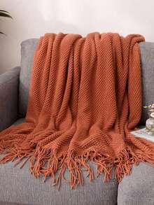 A Solid Color Particle Knitted Blanket, Nordic Style Acrylic Rectangular Office Nap Sofa Blanket Air Conditioning Blanket Knitted Small Blanket Shawl Cover Blanket Blanket Bed End Blanket - Corn Caramel - View 3