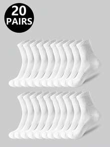 5双/10双/20双装 男士休闲船袜，中筒袜，白色袜子，冬季袜子，黑色袜子，运动袜，秋冬季 - 彩色 - 查看 9