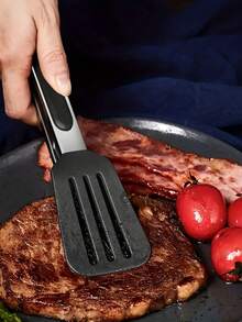 1pc Stainless Steel Food Tongs, Camping Outdoor BBQ Tongs, Baking Kitchen Tongs, Steak Tongs - Black - View 7