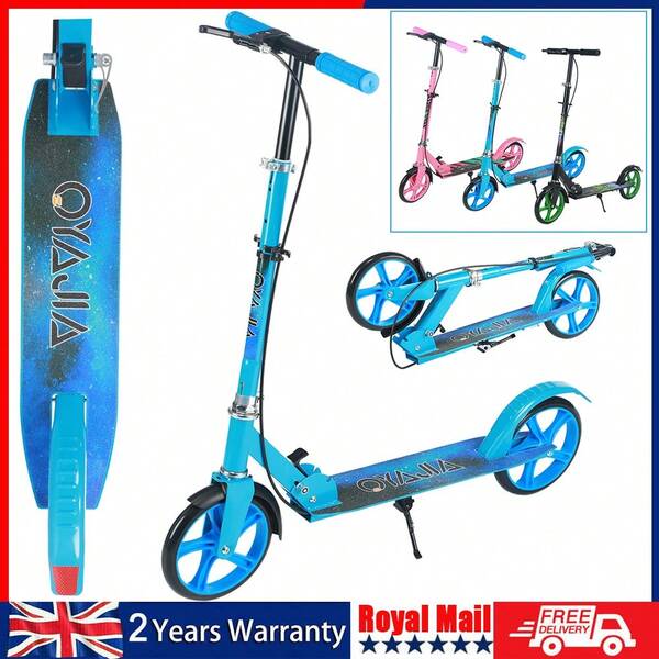 OYAJIA Scooter For Ages 6+, 200mm Big Wheel Adult Scooters For Boys And Girls, Hight Adjustable Handlebar, 2 Wheels Scooter With Carry Strap, Up To 100Kg,Blue/Green/Pink