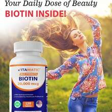 Vitamatic High Potency Biotin 20000 Mcg (20mg) With Keratin 100mg - 120 Vegetarian Tablets - Biotin Supplements For Healthy Hair Skin &Amp; Nails For Adults (120 Count (Pack Of 3)) - Flavor NameC - 查看 4