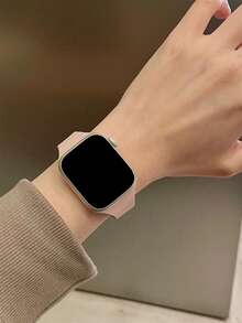1条硅胶表带，兼容 42mm、38mm、40mm、41mm、44mm、45mm、46mm、49mm，时尚智能手表替换表带，适用于Series Ultra2、Ultra SE2、SE 11、10、9、8、7、6、5、4、3、2、1，男女通用，是理想的返校礼物 - 粉砂 - 查看 3