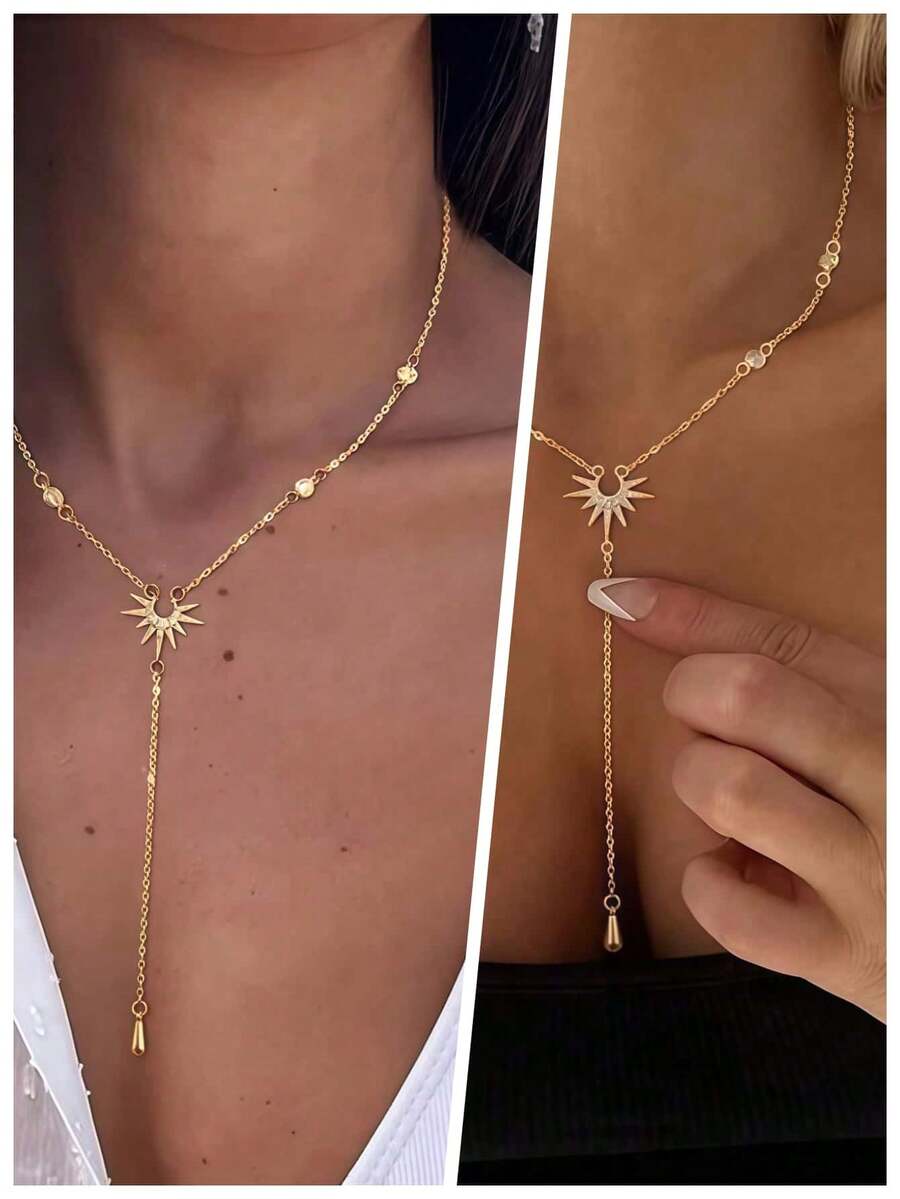 Women's Fashionable Gold Chain With Y-Shaped Pendant: 18K Gold Multi-Layer Pearl-Inlaid Necklace. This Elegant Accessory Features A Gold-Plated 18K Silver Chain Adorned With A Y-Shaped Pendant, Perfect For Daily Wear, Weddings, Gifts, Halloween, Christmas, Back-To-School Season, Thanksgiving, New Year's Eve, And Other Festive Occasions. (Note: Some Items May Show Slight Discoloration Due To Oxidation Or Other Factors.)