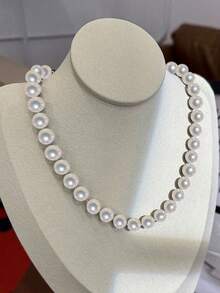 1pc 925 Sterling Silver 10mm Tahitian Black Pearl & MOP Necklace, Luxury Minimalist Necklace For Women, Gift For Party, Vacation, Birthday