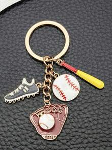 1 chiếc móc khóa hình quả bóng chày, giày, găng tay kiểu thể thao nhỏ giọt dầu, quà tặng đôi cá nhân hóa cho sự kiện thể thao (hình tròn ngẫu nhiên) - Vàng - Xem 5