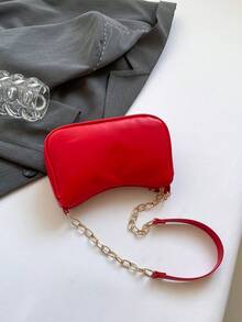 装饰性搭扣细节、缝线、链条肩带单肩包，女士装饰性搭扣单肩包，街头时尚流浪包，中小号斜挎包和钱包套装，适合购物、约会、作为女士礼物，也适合青少年、大学生、工作、商务、通勤等场合。 - 紅色 - 查看 9