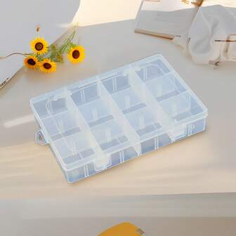1pc Multi-Functional Transparent Plastic Storage Box With Removable Dividers, Ideal For Jewelry Storage, Transparent Plastic