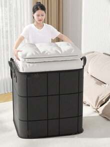 1 pieza Bolsa de almacenamiento de ropa plegable de gran capacidad, organizador de artículos del hogar y ropa, bolsa multifuncional para edredones y ropa, organizador de dormitorio universitario, contenedores de almacenamiento de ropa con asa reforzada, artículos esenciales para mudanza, regreso a la escuela y dormitorio