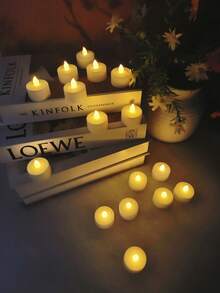 6/12/24 PCS Flameless Candle Lights With Timer/Remote Control, LED Tea Lights, Electric LED Candles, 3D Flickering Flame Candles, Long Burning Time, Wishing Candles, Suitable For Seasonal, Proposal, Party, Halloween, Christmas, Living Room, Party Decor, [Energy Efficiency Class A++] - 暖白光 - 查看 3