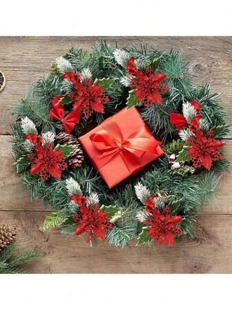 3pcs Artificial Christmas Flowers, Christmas Tree Decorations With Berries, Shiny Christmas Tree Ornaments, Holiday Decorations Suitable For Holidays, Christmas, Easter, Valentine's Day, Graduation - Plastic Floral Decor