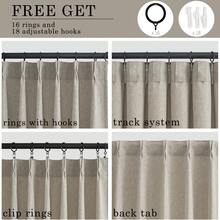 6 Panels Natural Pinch Pleated Semi-Shading Curtains Textured Linen Blended Window Curtains For Living Room Bedroom Pinch Pleat Drapes With Hooks - 深亞麻色 - 查看 7