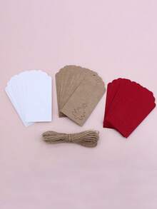 1 Set Handmade Christmas Tags With Twine, Hollowed-Out Christmas Tree, Snowflake, Deer Gift Hang Tags, Handmade Red Cards, Christmas Tree Decorations, Suitable For Halloween, Christmas, And Christmas Decor(30 Labels + 10m Twine)