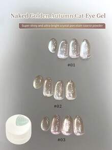 annies 5g/套裸色秋季猫眼指甲油凝胶3色套装，新款闪亮金色玻璃珠猫眼美甲沙龙DIY - 彩色 - 查看 5