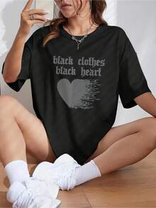 Soft-Grunge-Aesthetic-Nu-Goth-Edgy-T-Shirt - màu đen - Xem 2