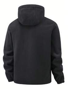 Men's Letter Print Zip-Up Hooded Warm Jacket