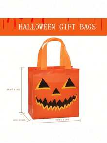 12er Pack Halloween Trick or Treat Tragetaschen mit Griffen, aus Vliesstoff, wiederverwendbare Geschenktüten für Halloween Party Gastgeschenke und Prämien - Verschiedenfarbig - Übersicht 2