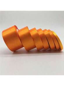 1 Roll Satin Ribbon, Suitable For Handmade Bows, Crafts, Weddings, Christmas Decorations, DIY Cards, Gift Wrapping - Orange - View 1