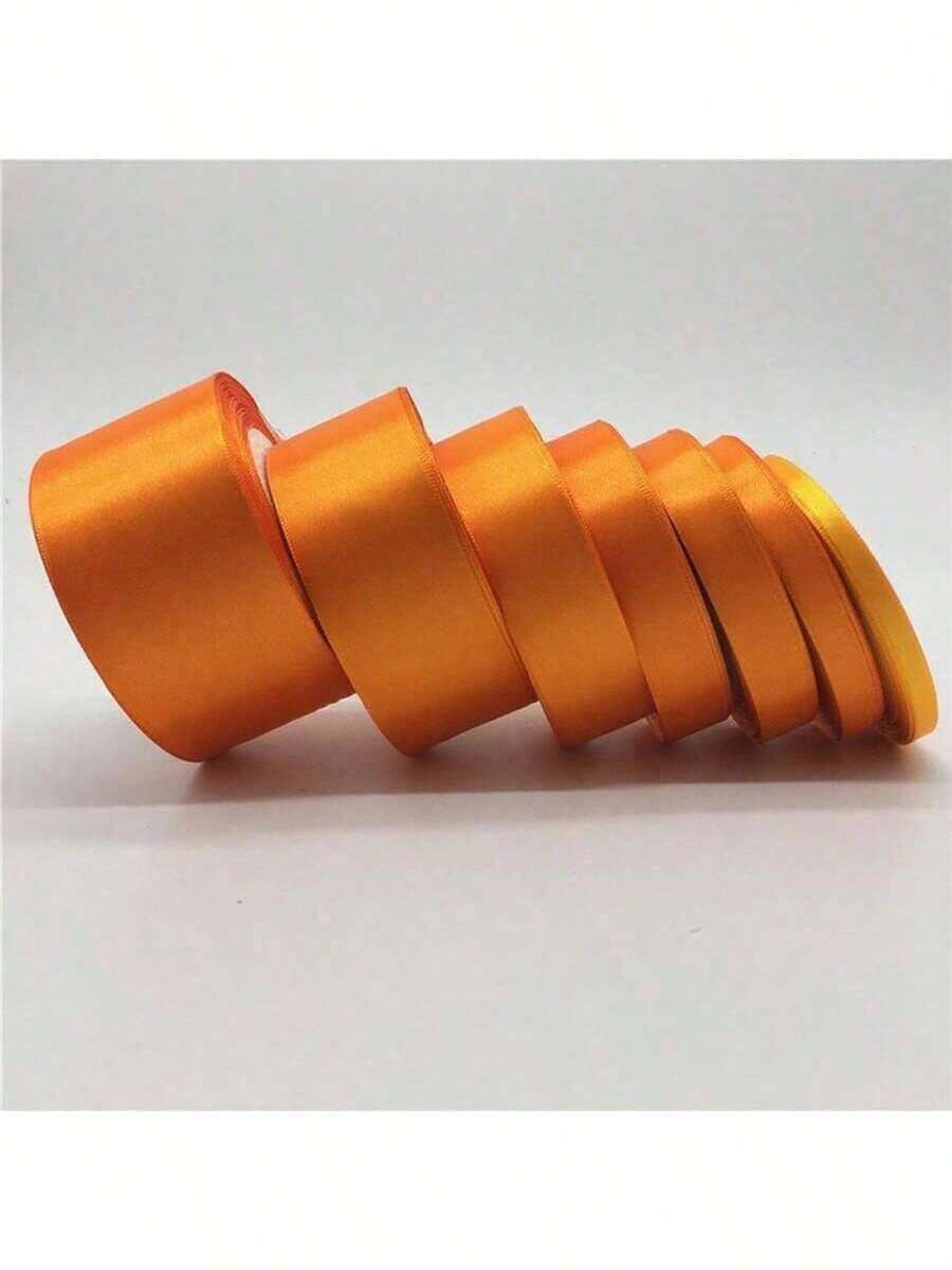 1 Roll Satin Ribbon, Suitable For Handmade Bows, Crafts, Weddings, Christmas Decorations, DIY Cards, Gift Wrapping - Orange - View 1