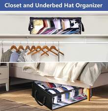 Hat Storage Dust Bag Baseball Hat Cap Organizer Clear Rack Zipper Cap Holder - Black - View 4