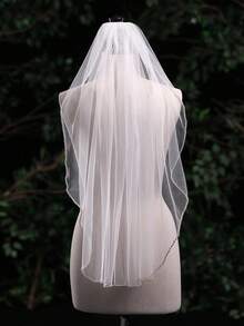 1 Stück glitzernder Brautschleier mit Strass-Kante und Metallkamm, einfach und modisch für Hochzeit, Party und Herbstkleidung für Frauen