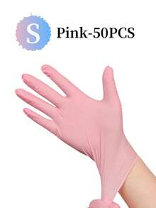100/50/4 piezas Guantes desechables de nitrilo sin polvo, disponibles en tallas S, M, L, para limpieza del hogar, cocina, baño, manipulación de alimentos, tatuaje, belleza, tinte de cabello, mascotas, salón de belleza, suministros de limpieza, suministros de tatuaje, electrodomésticos pequeños de uso doméstico, guantes multiusos, artículos esenciales para salón, accesorios de cocina (negro, azul, blanco, rosa claro) (sin caja)